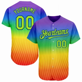 Custom Rainbow For Pride Month Love Is Love LGBT 3D Authentic Baseball Jersey