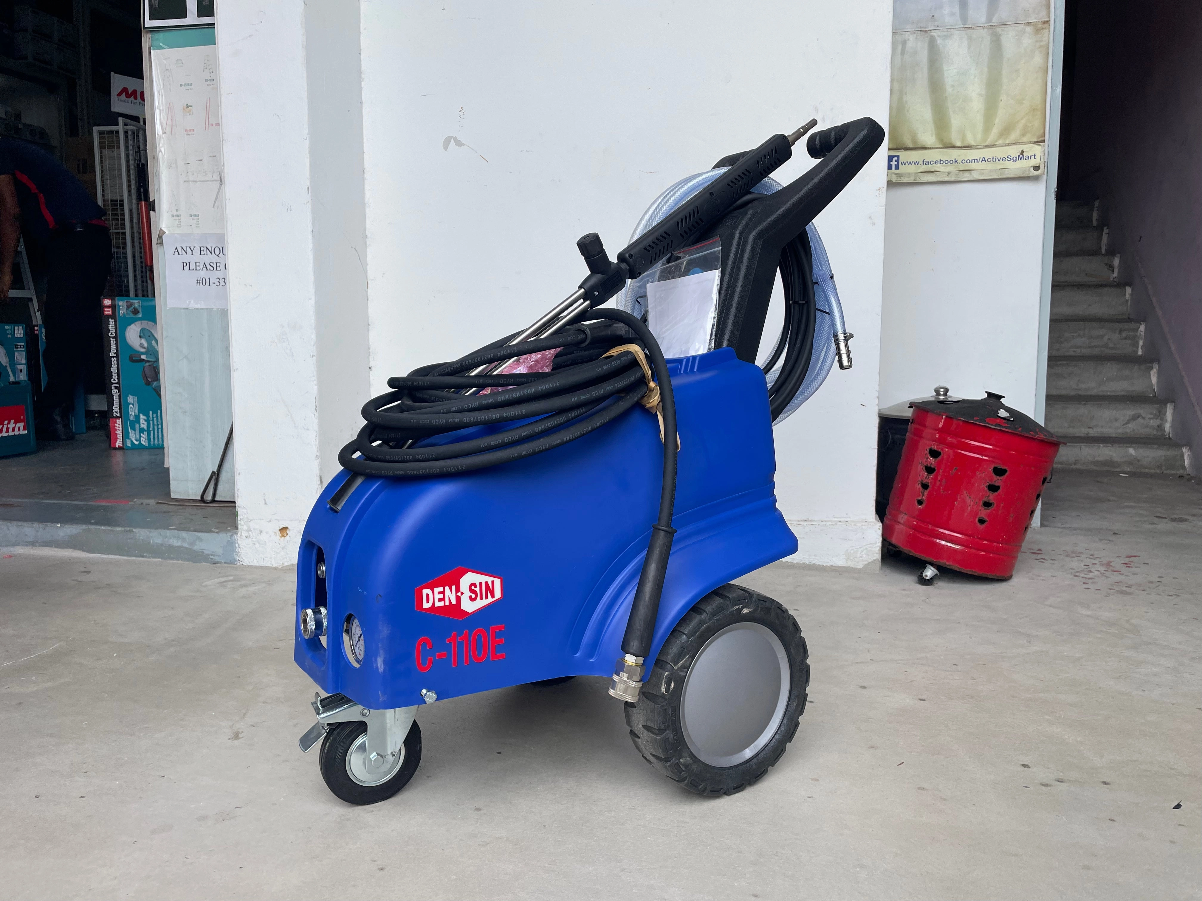 Densin Hp Cleaner (C110E) With 10M Pressure Hose   Short Lance 110Bar | Model : C110E 10M