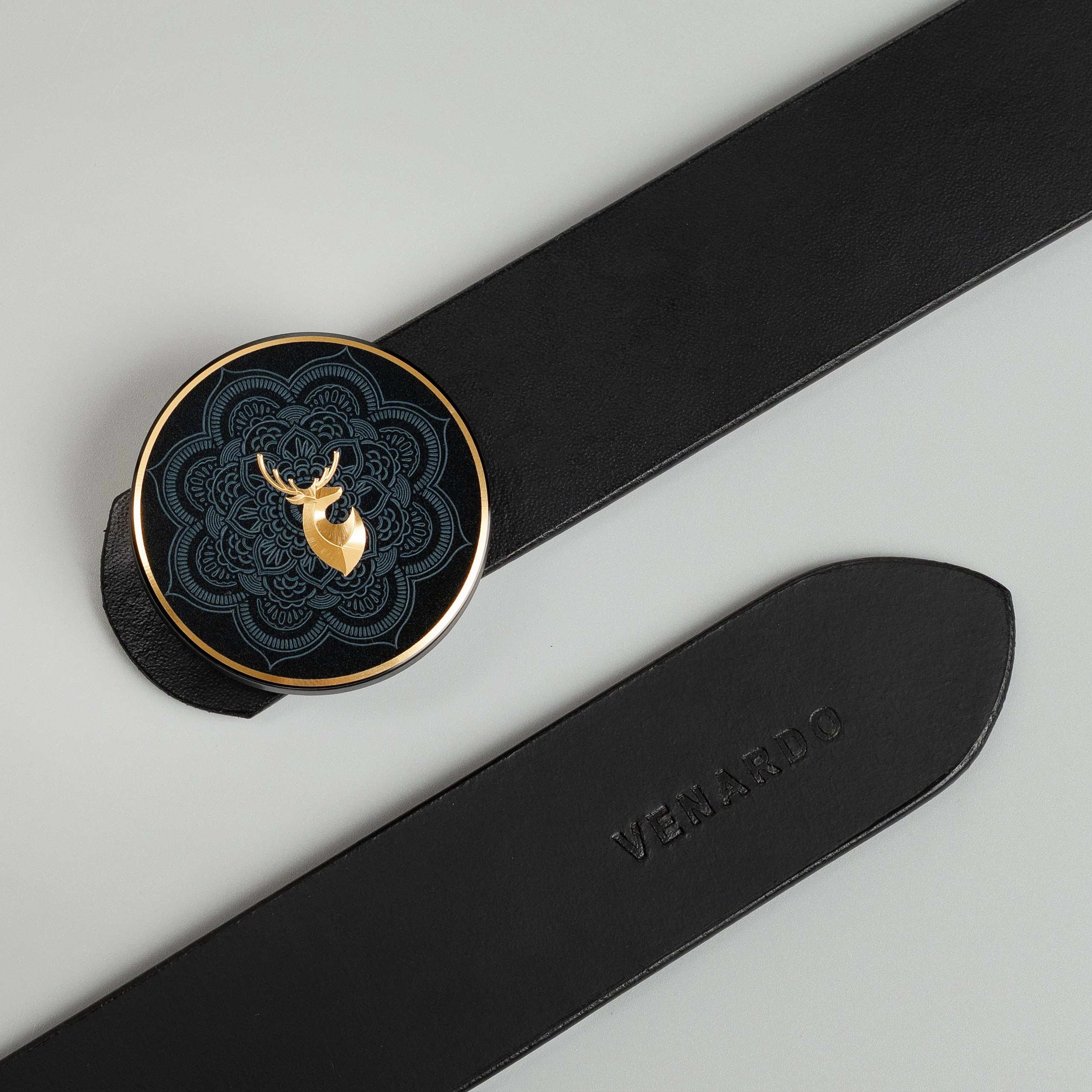 Frank MEN'S BLACK LEATHER BELT FOR MEN