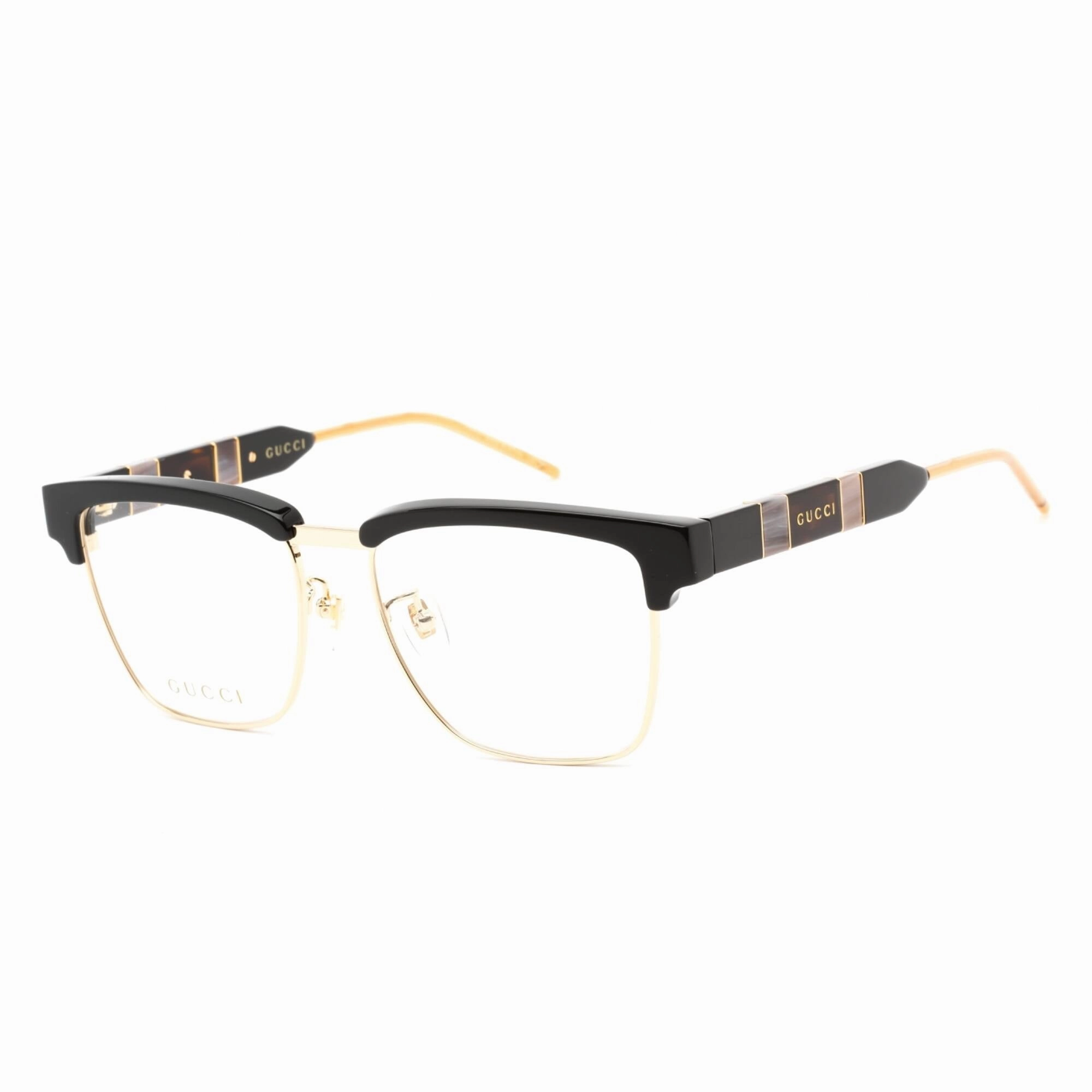Gucci Men's Eyeglasses - Black Gold Acetate/Metal Full Rim Pilot Frame | GG0605O 001