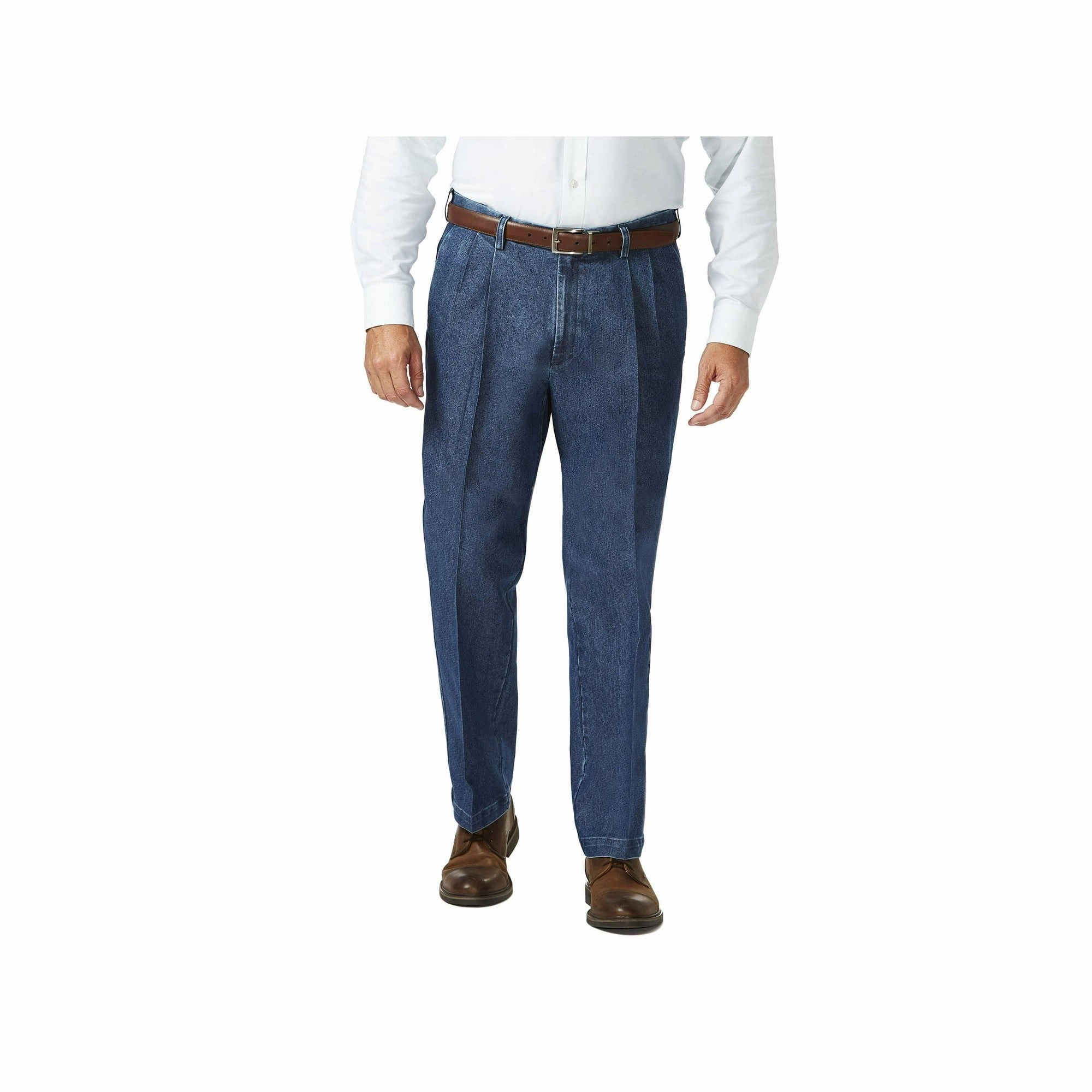 Haggar HC90280 Men's Casual Classic Fit Denim Trouser Pant, Size: 52X30, Medium Blue