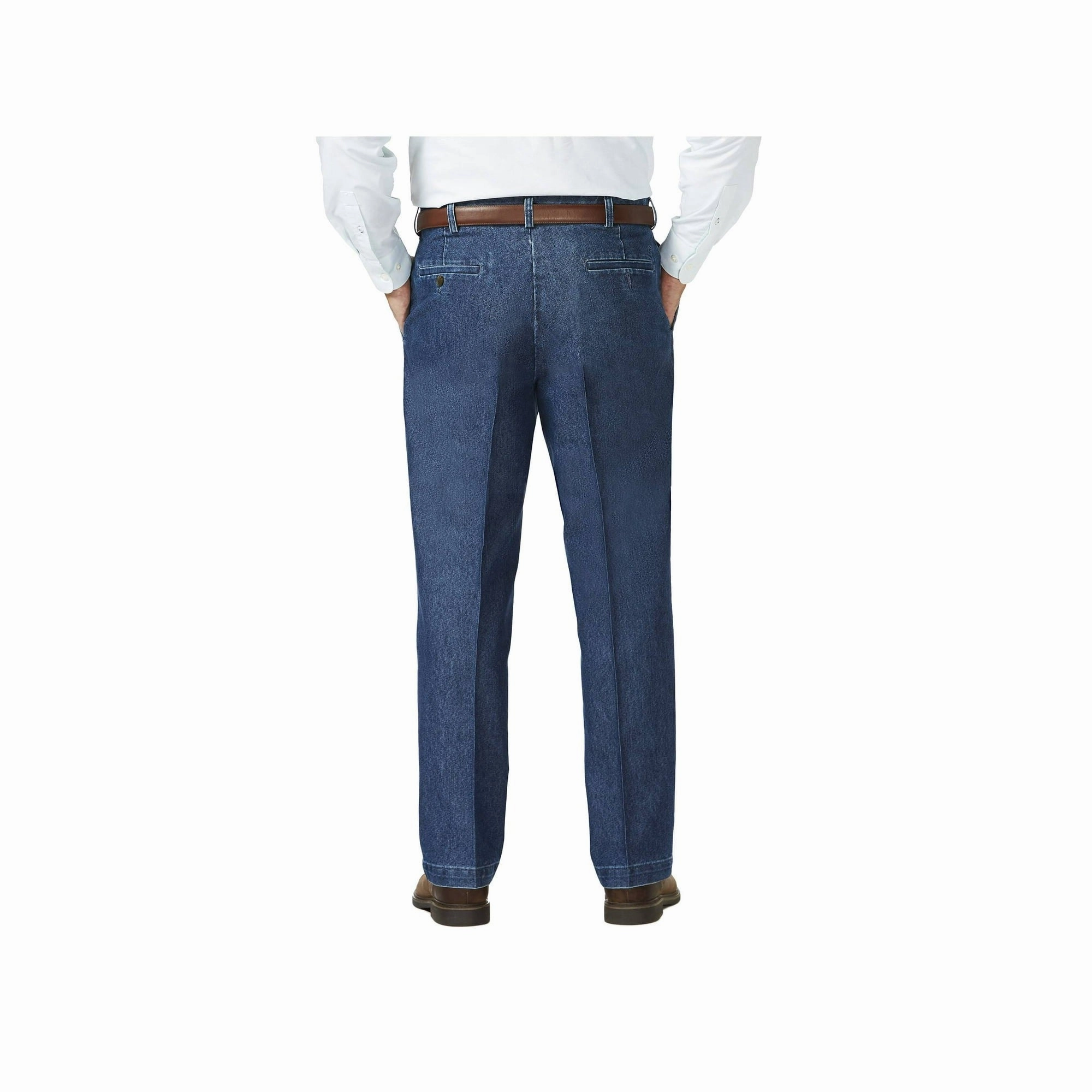 Haggar HC90280 Men's Casual Classic Fit Denim Trouser Pant, Size: 52X30, Medium Blue