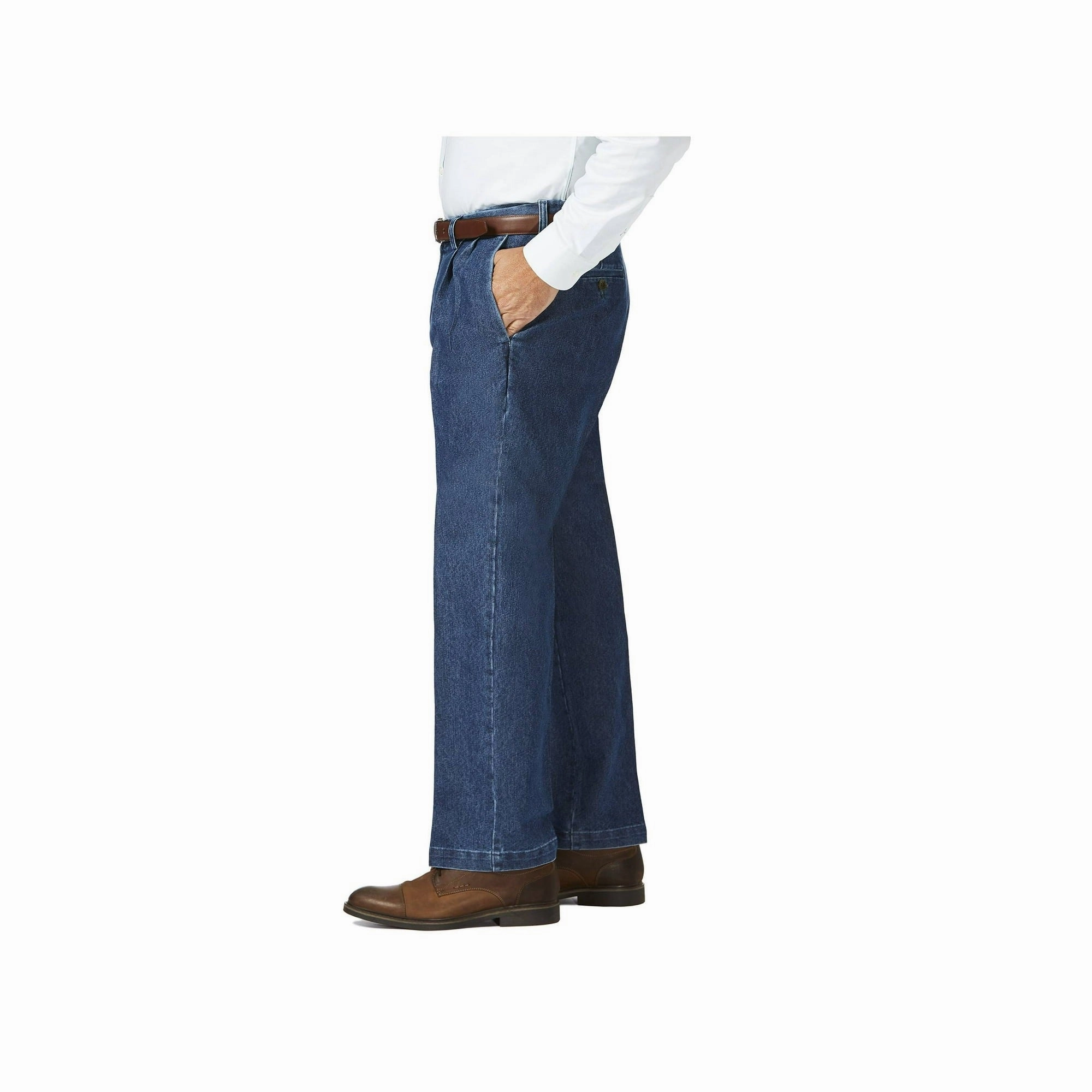 Haggar HC90280 Men's Casual Classic Fit Denim Trouser Pant, Size: 52X30, Medium Blue