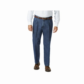 Haggar HC90280 Men's Casual Classic Fit Denim Trouser Pant, Size: 52X30, Medium Blue