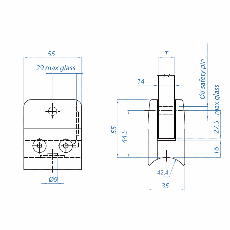 Inox® Glass Clamp