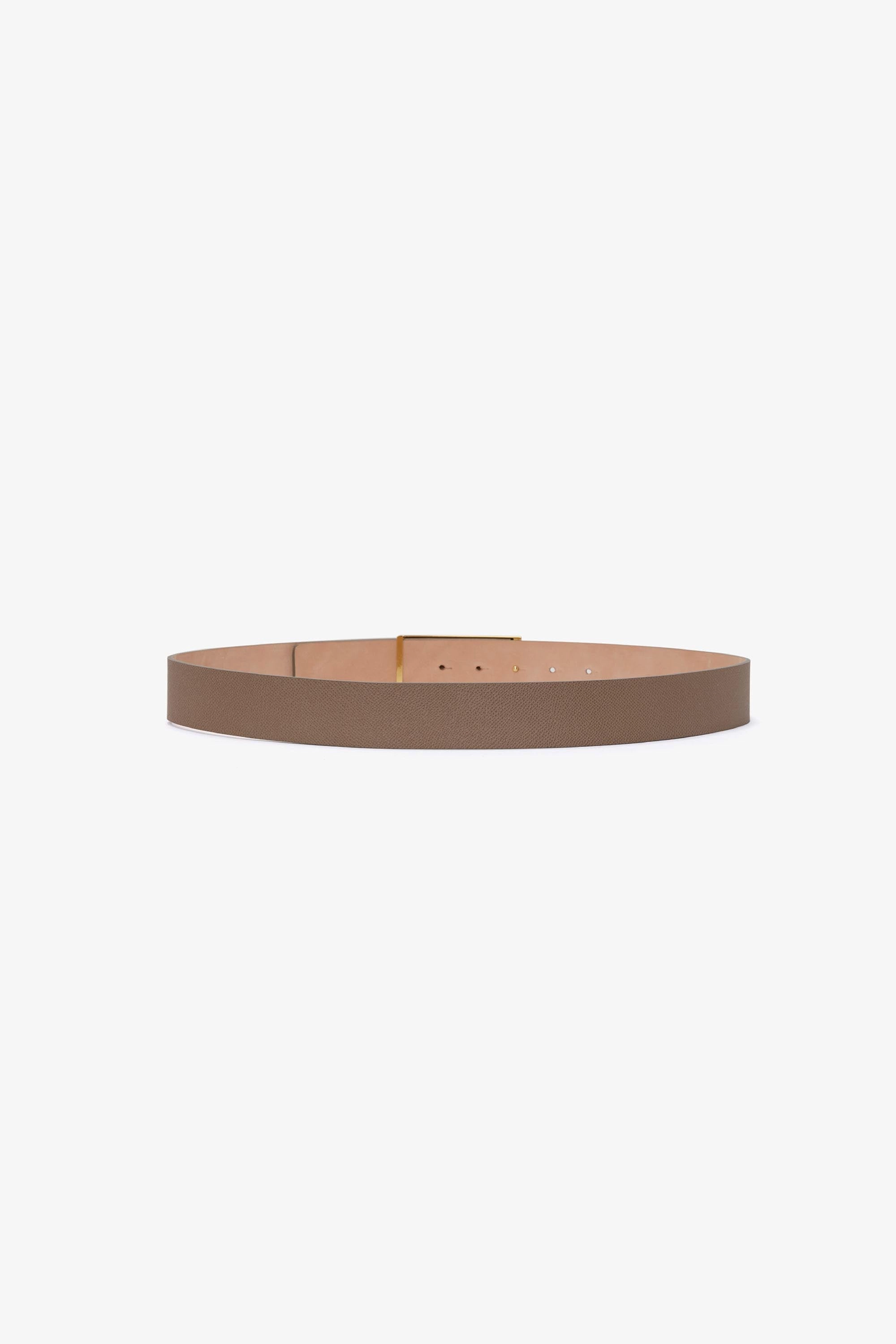 Jumbo Frame Belt In Dove Grey Grained Leather