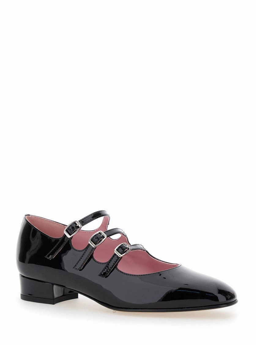 Kina' Black Mary Janes With Straps And Block Heel