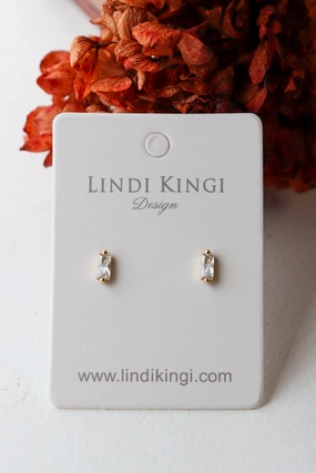 Lindi Kingi Baguette Studs White Zirconia Gold