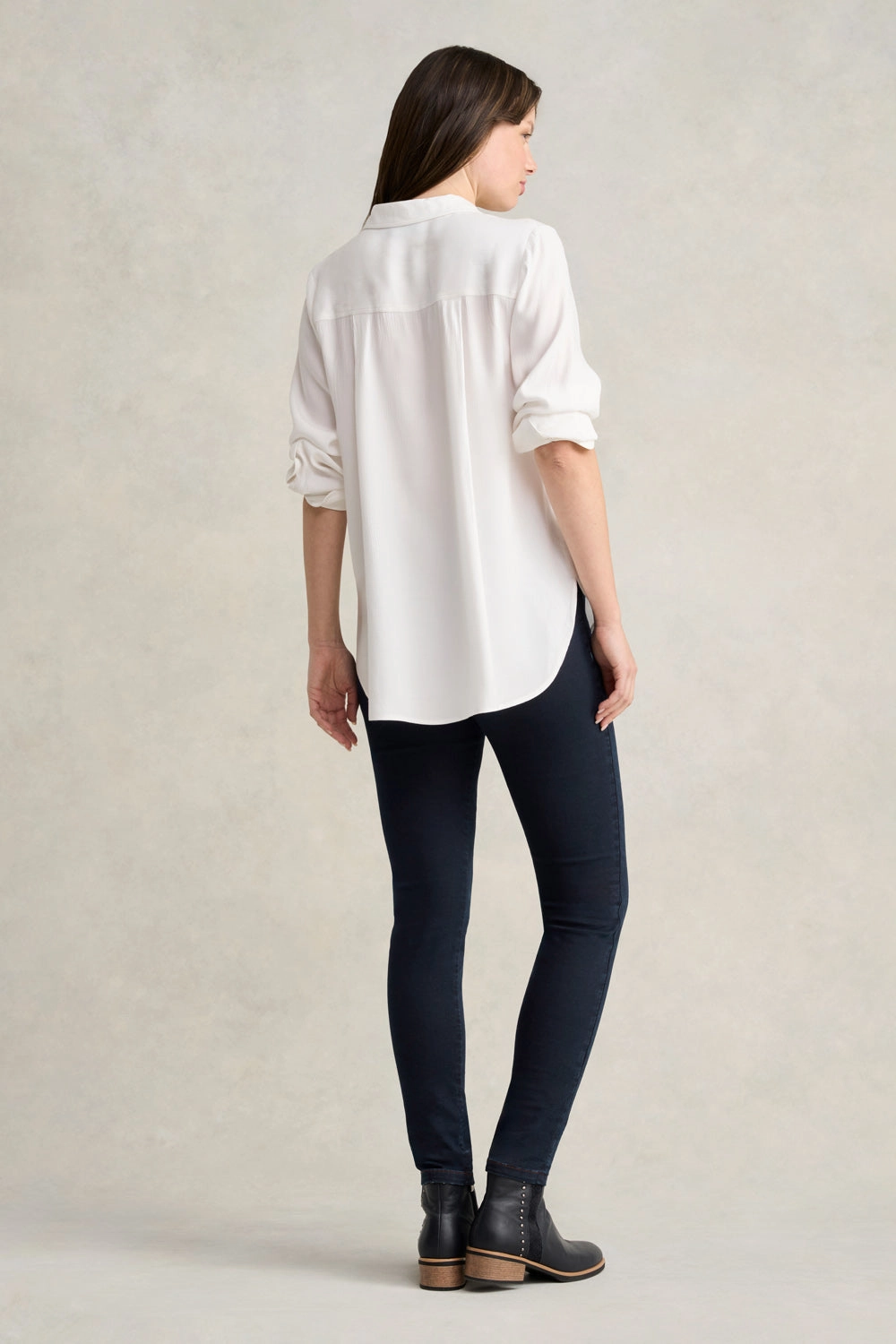Long Line Crinkle Shirt - White