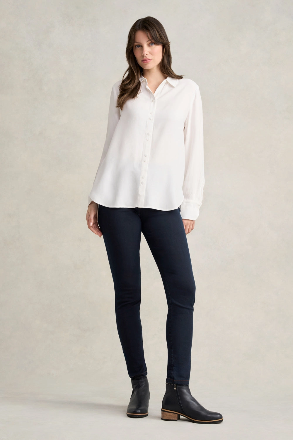 Long Line Crinkle Shirt - White