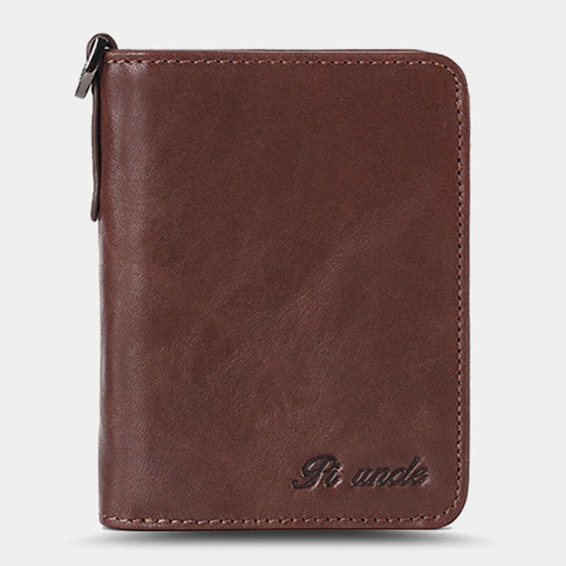 Men Genuine Leather Bifold Short Vertical Wallets RFID Blocking 13 Card Slot Card Holder Coin Purse Front Pocket Wallet