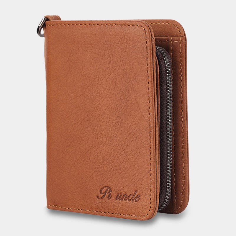 Men Genuine Leather Bifold Short Vertical Wallets RFID Blocking 13 Card Slot Card Holder Coin Purse Front Pocket Wallet
