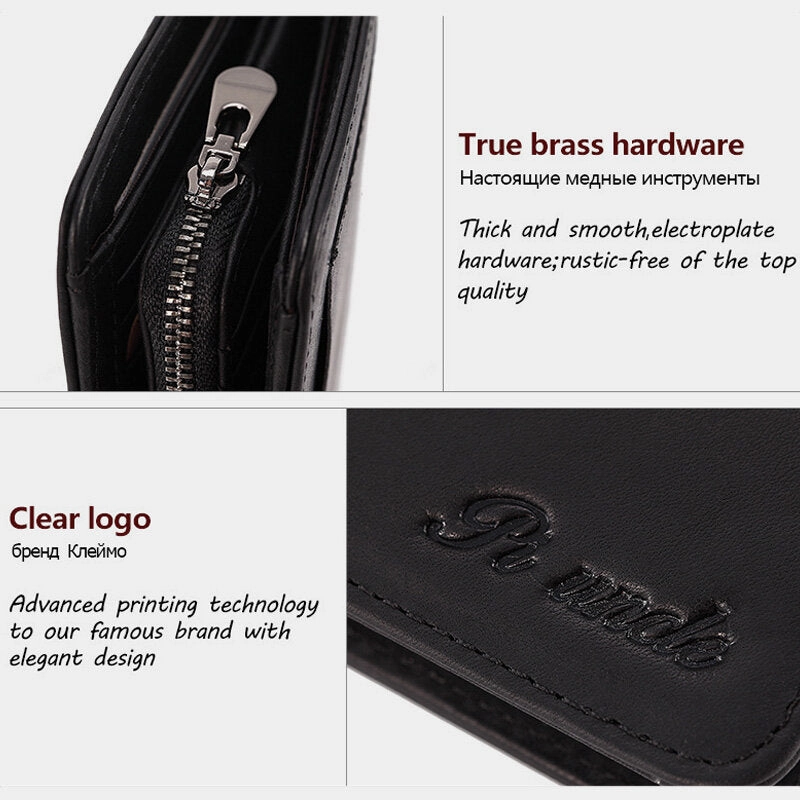 Men Genuine Leather Bifold Short Vertical Wallets RFID Blocking 13 Card Slot Card Holder Coin Purse Front Pocket Wallet