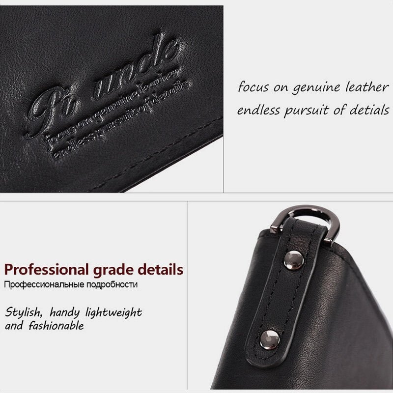 Men Genuine Leather Bifold Short Vertical Wallets RFID Blocking 13 Card Slot Card Holder Coin Purse Front Pocket Wallet