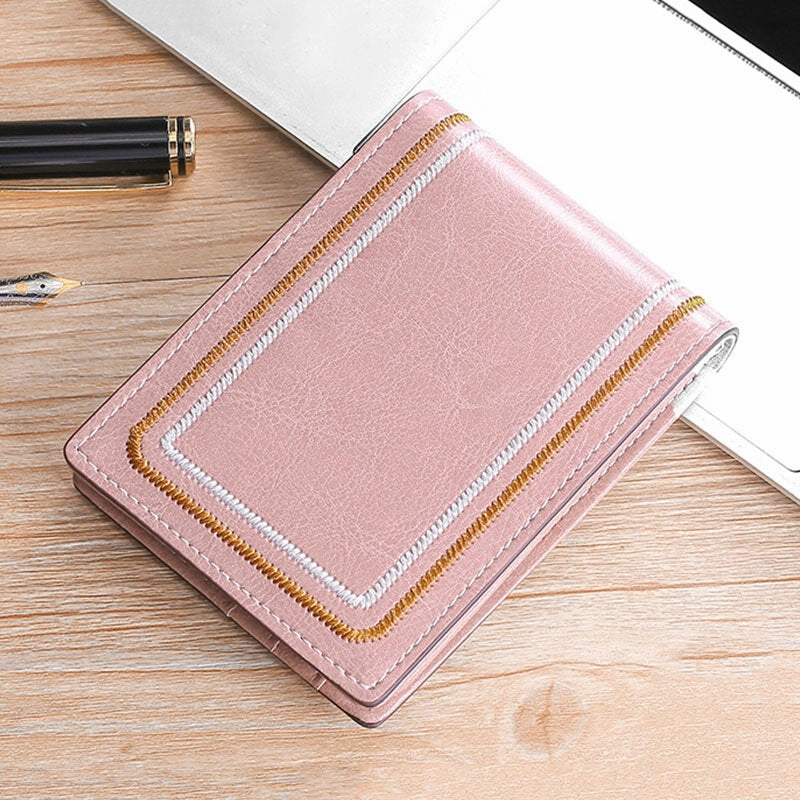Men Genuine Leather Sewing Thread Car Driving Document Holder Card Foldable Card Holder Wallet