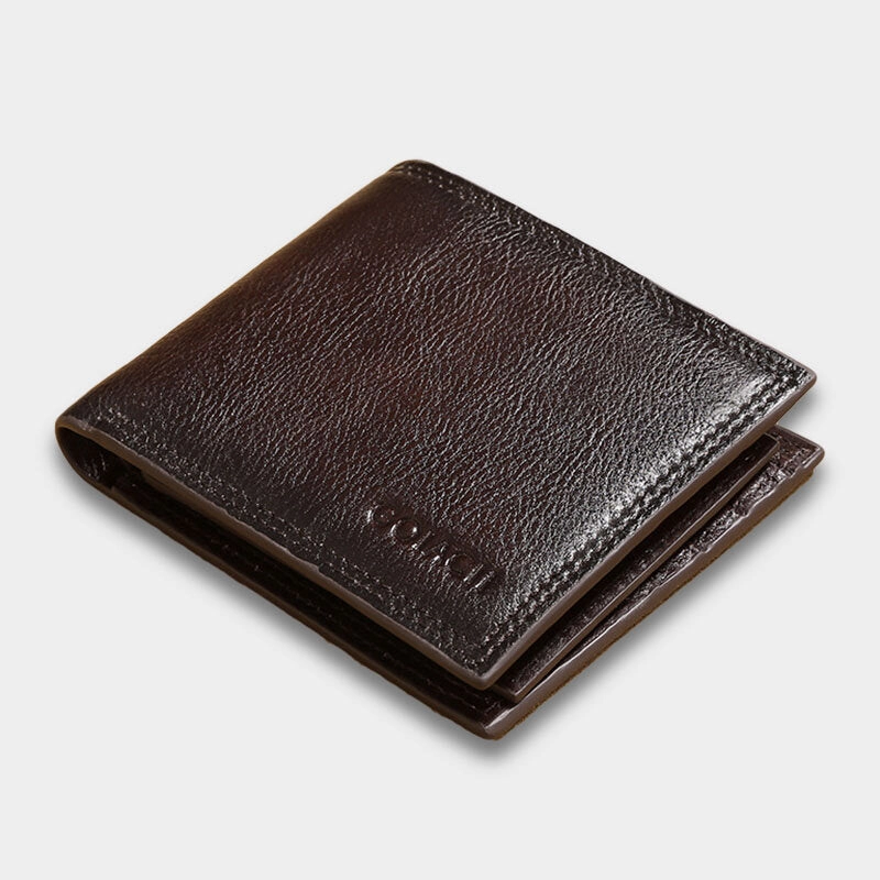 Men Genuine Leather Short RFID Anti-theft Multi-card Slot Card Holder Coin Purse Wallet Cowhide Money Clip