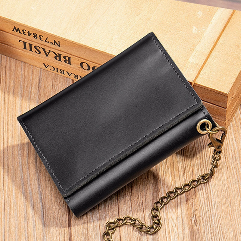 Men Genuine Leather Trifold RFID Blocking Antimagnetic Wallet Casual Short 6 Card Slot Card Holder Coin Purse