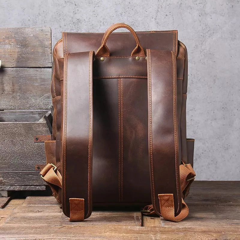 Men Leather Backpack Crazy Horse