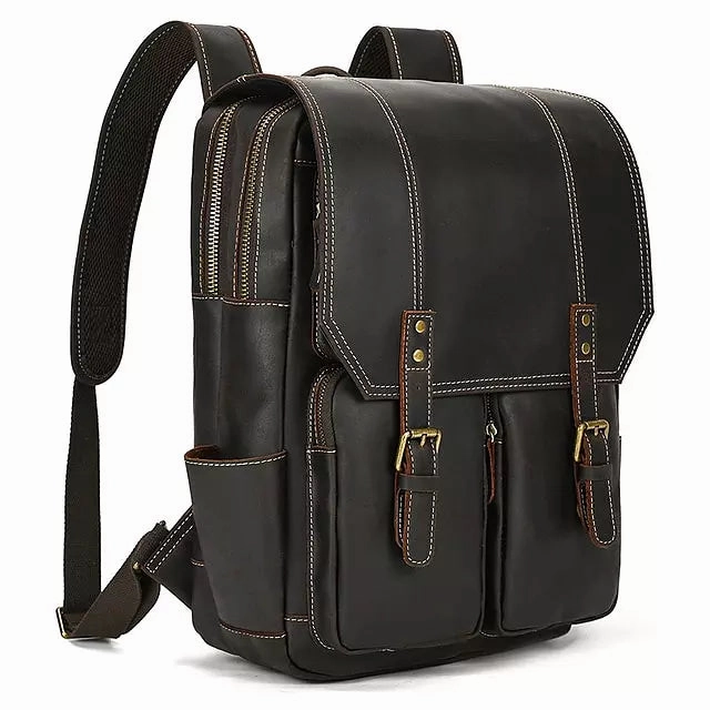 Men Leather Backpack Crazy Horse