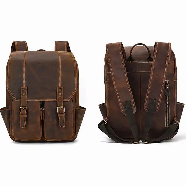 Men Leather Backpack Crazy Horse
