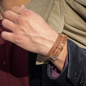 NYC Double Wrap Bracelet Men Cognac