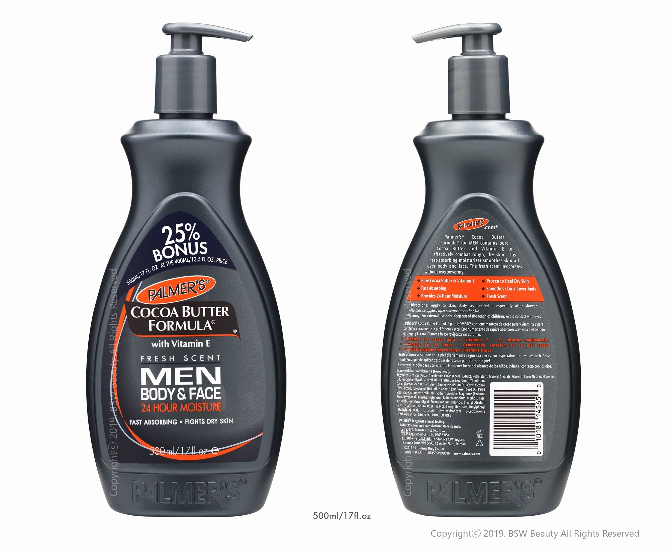 PALMER'S COCOA BUTTER FORMULA MEN BODY & FACE 24 HOUR MOISTURE