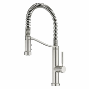 Pfister Gt529bru Bruton 1.8 GPM Single Hole Pre-Rinse Kitchen Faucet, Stainless Steel