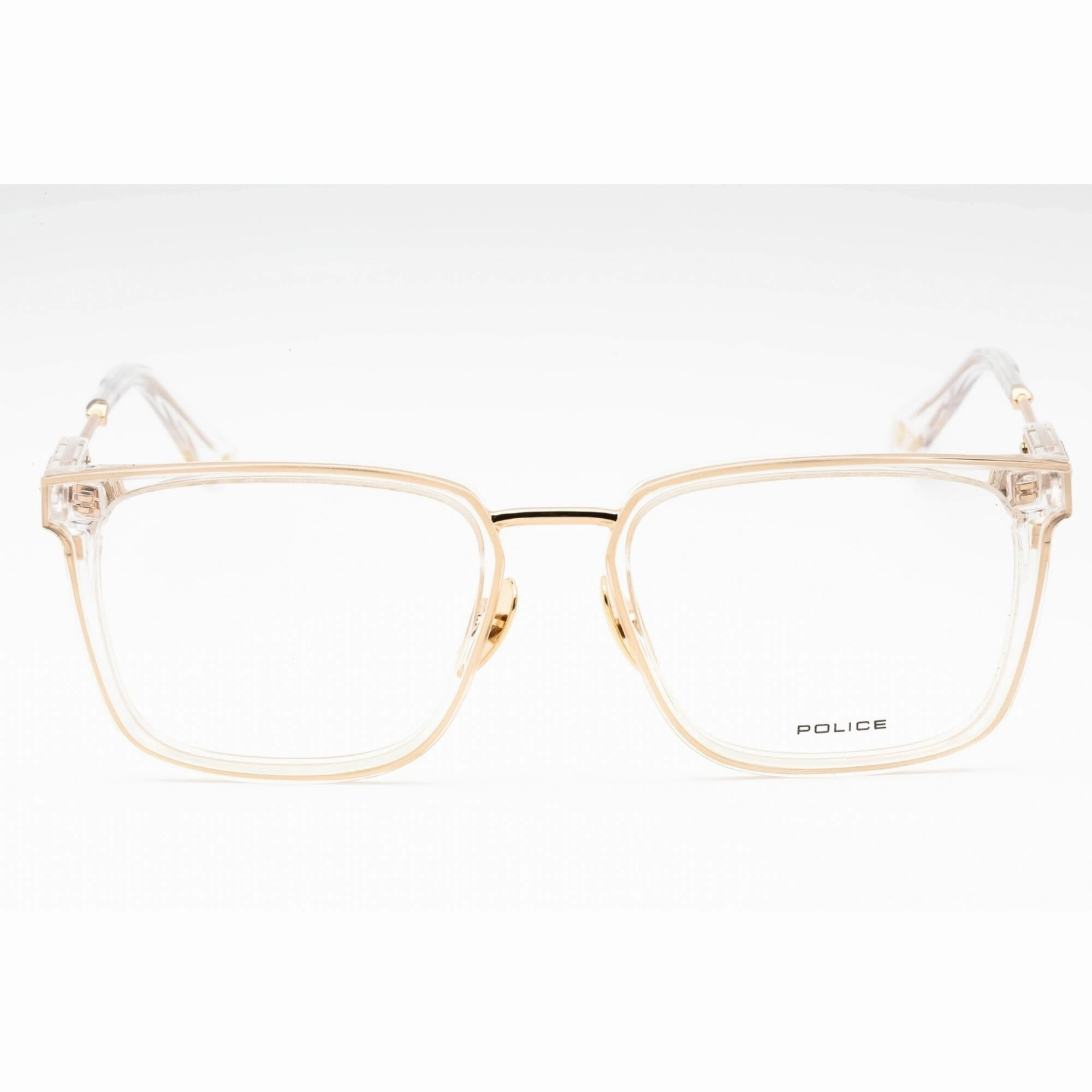 Police Men's Eyeglasses - Shiny Rose Gold Metal Square Full Rim Frame | VPLF09M 300Y