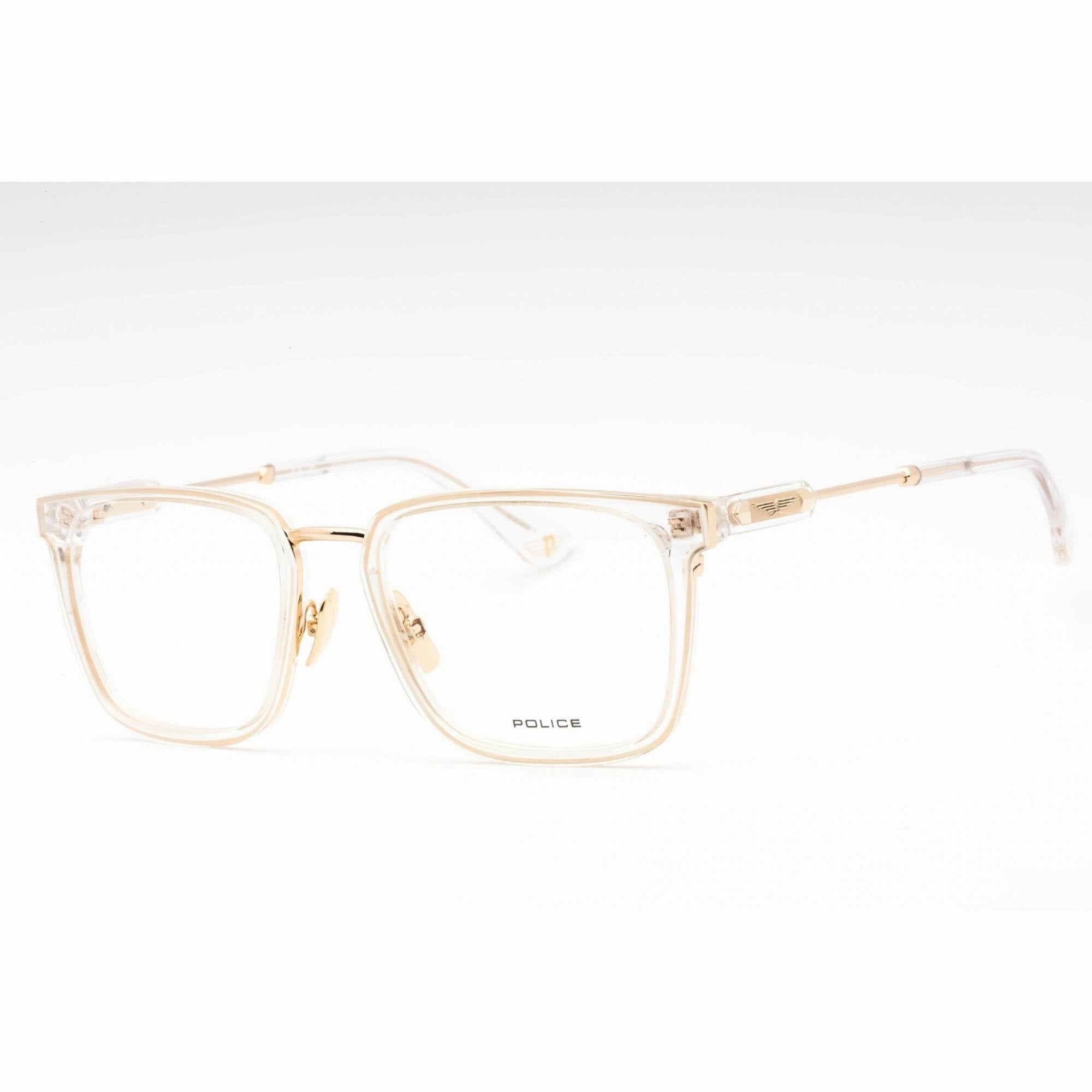 Police Men's Eyeglasses - Shiny Rose Gold Metal Square Full Rim Frame | VPLF09M 300Y