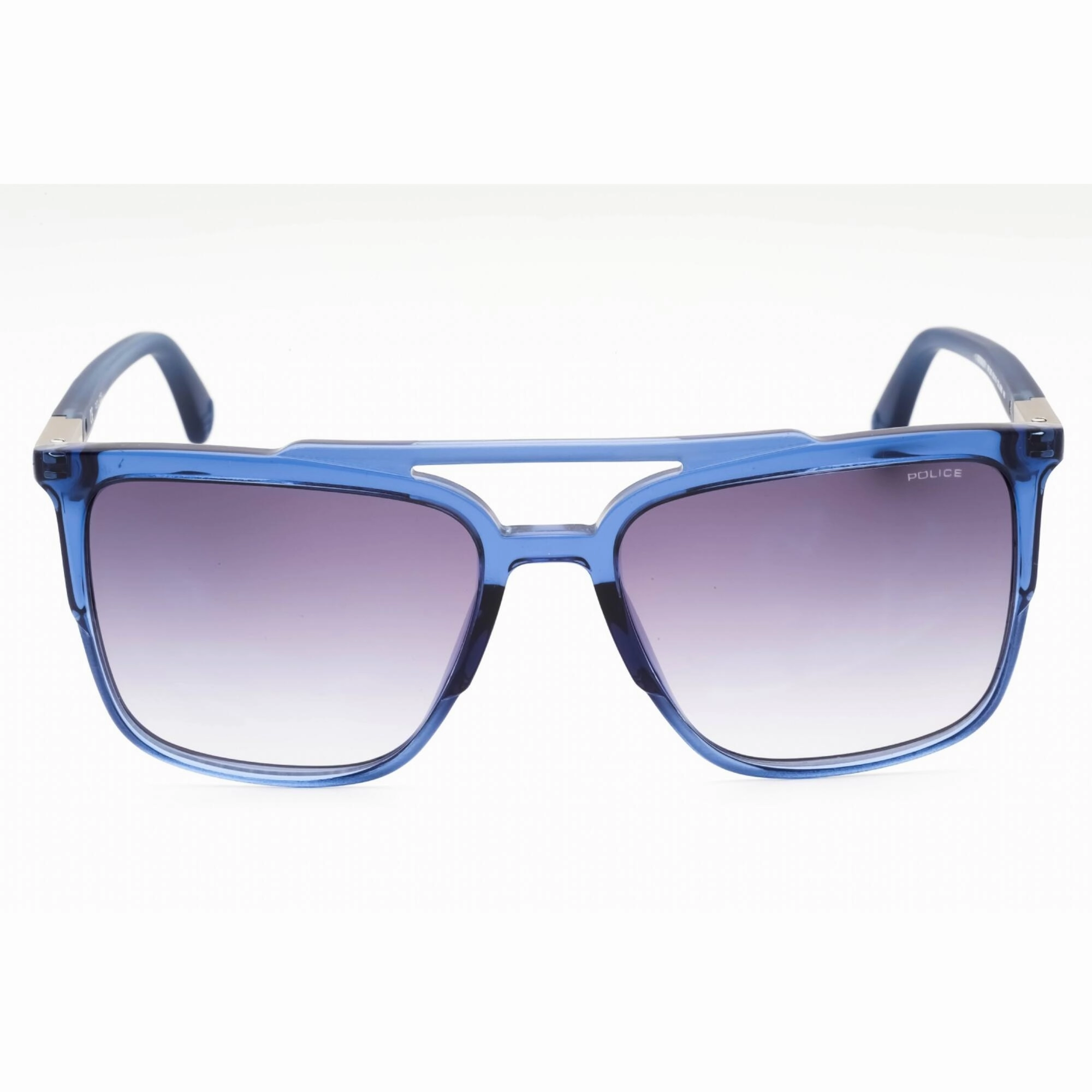 Police Men's Sunglasses - Shiny Transparent Blue Plastic Square Frame | SPL363 0955