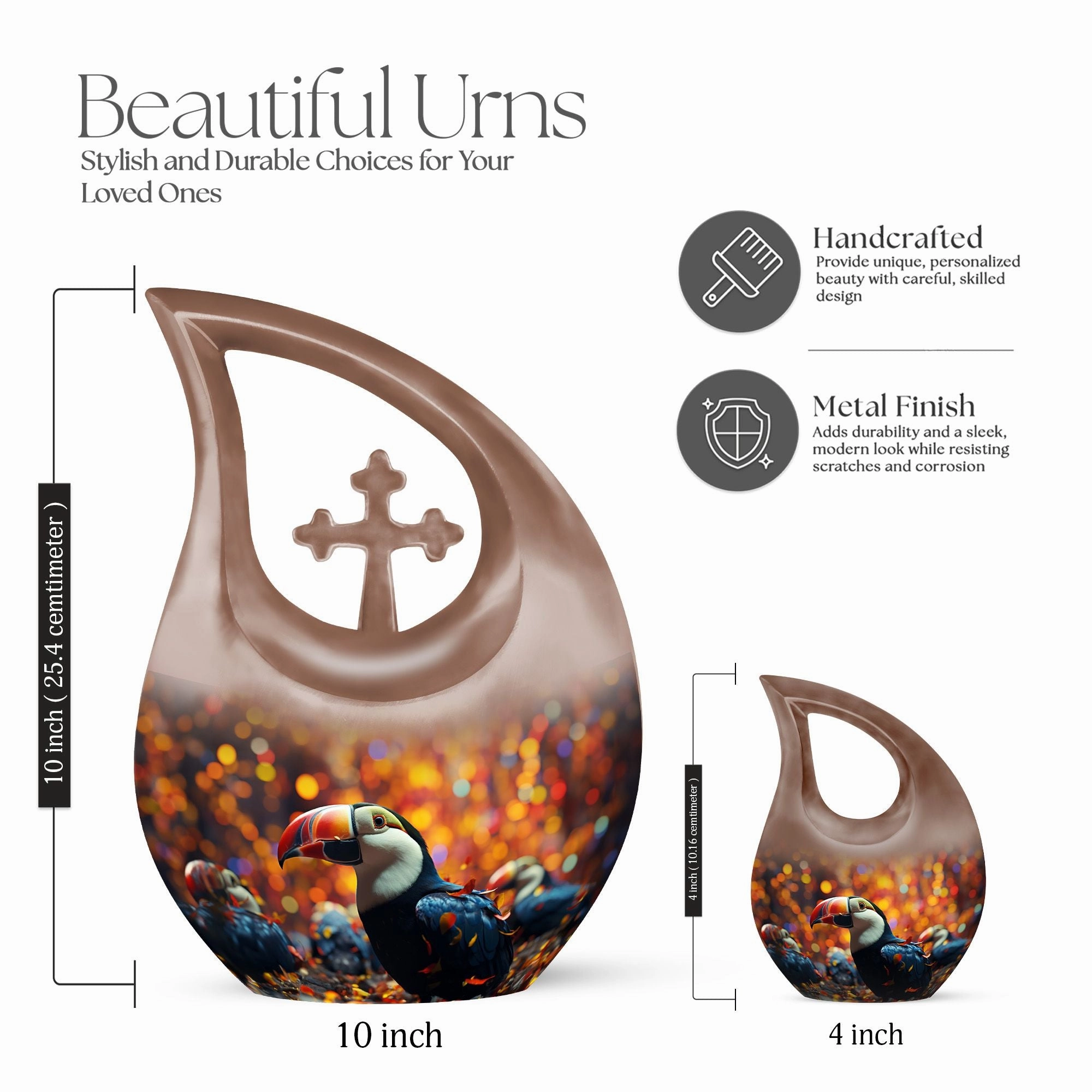 Remembrance Haven: Cross Drop Toucans Urn For Human Ashes