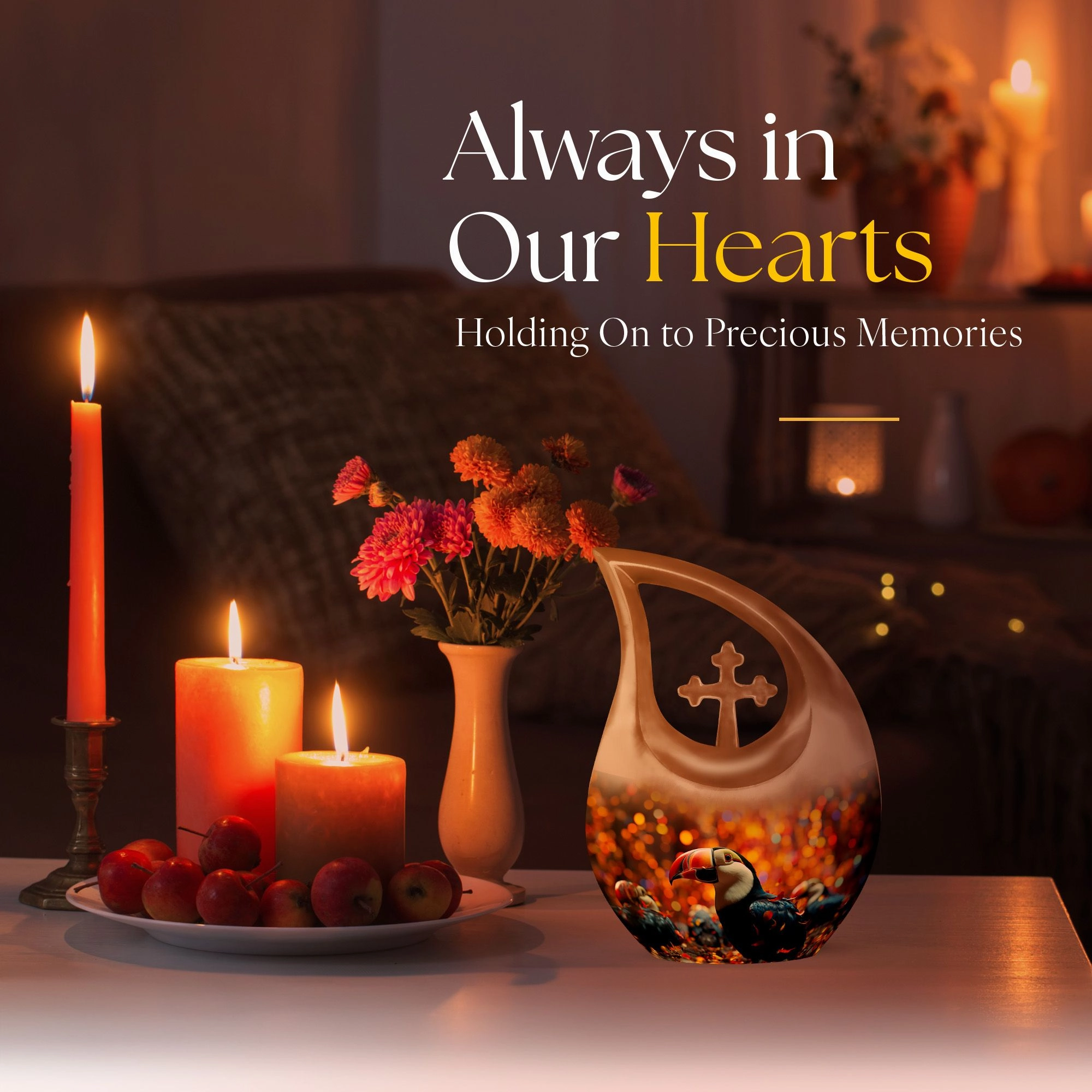 Remembrance Haven: Cross Drop Toucans Urn For Human Ashes