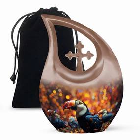 Remembrance Haven: Cross Drop Toucans Urn For Human Ashes
