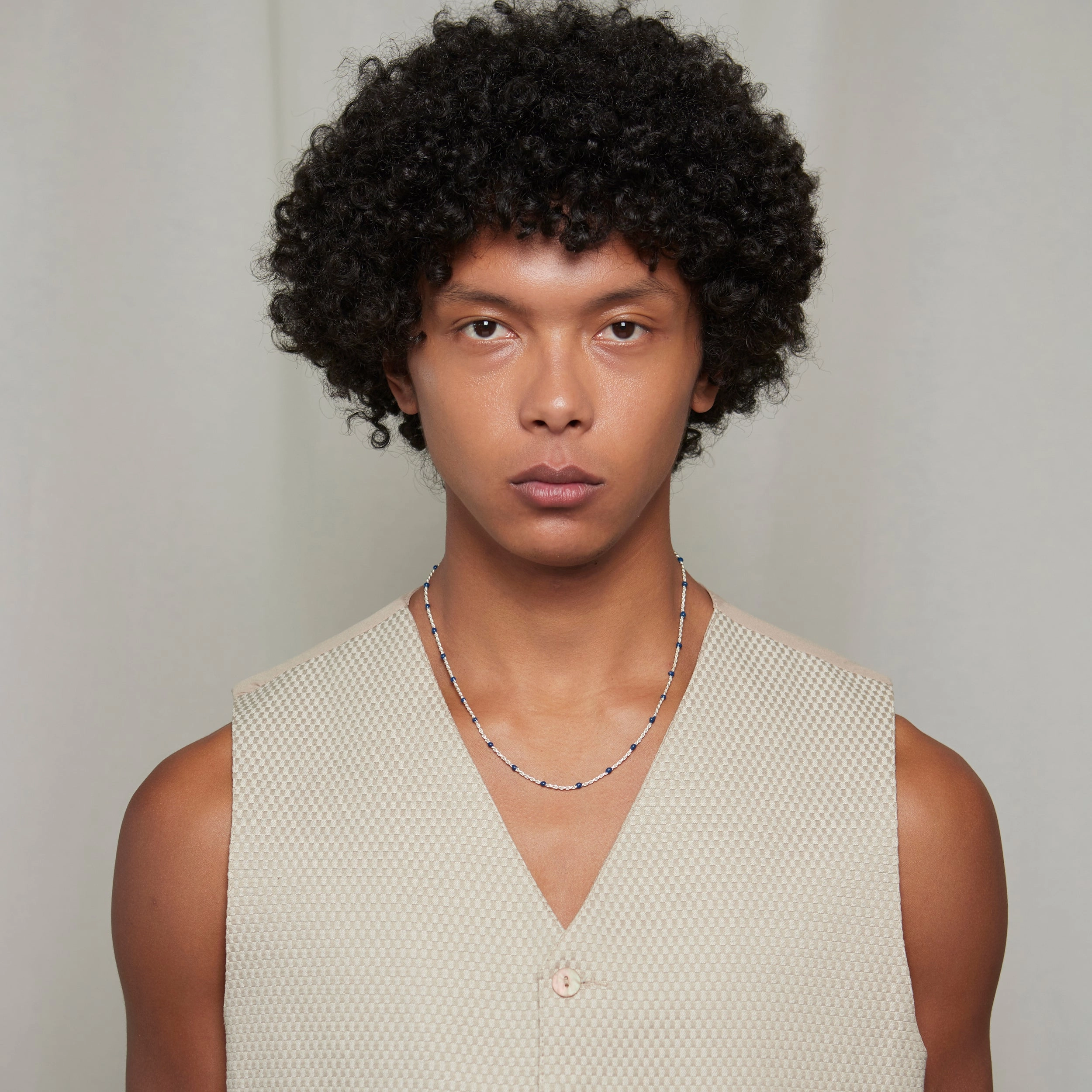 Royal Blue Condesa Necklace in Silver for Him