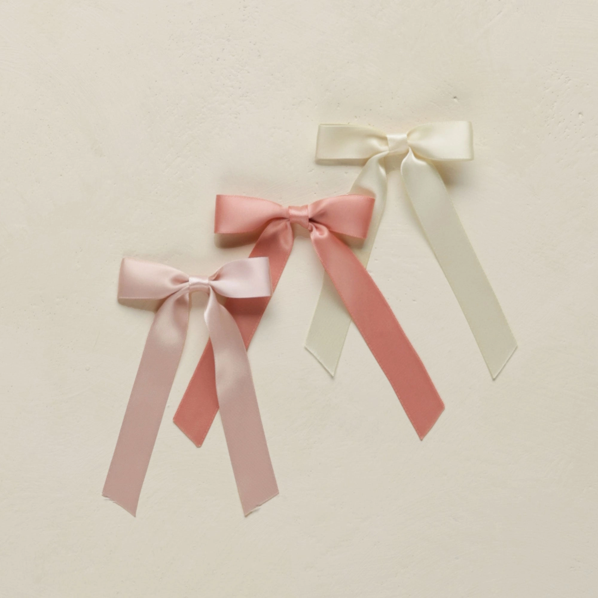 Satin Bow Set of 3 - Bubblegum / Lipstick / Natural