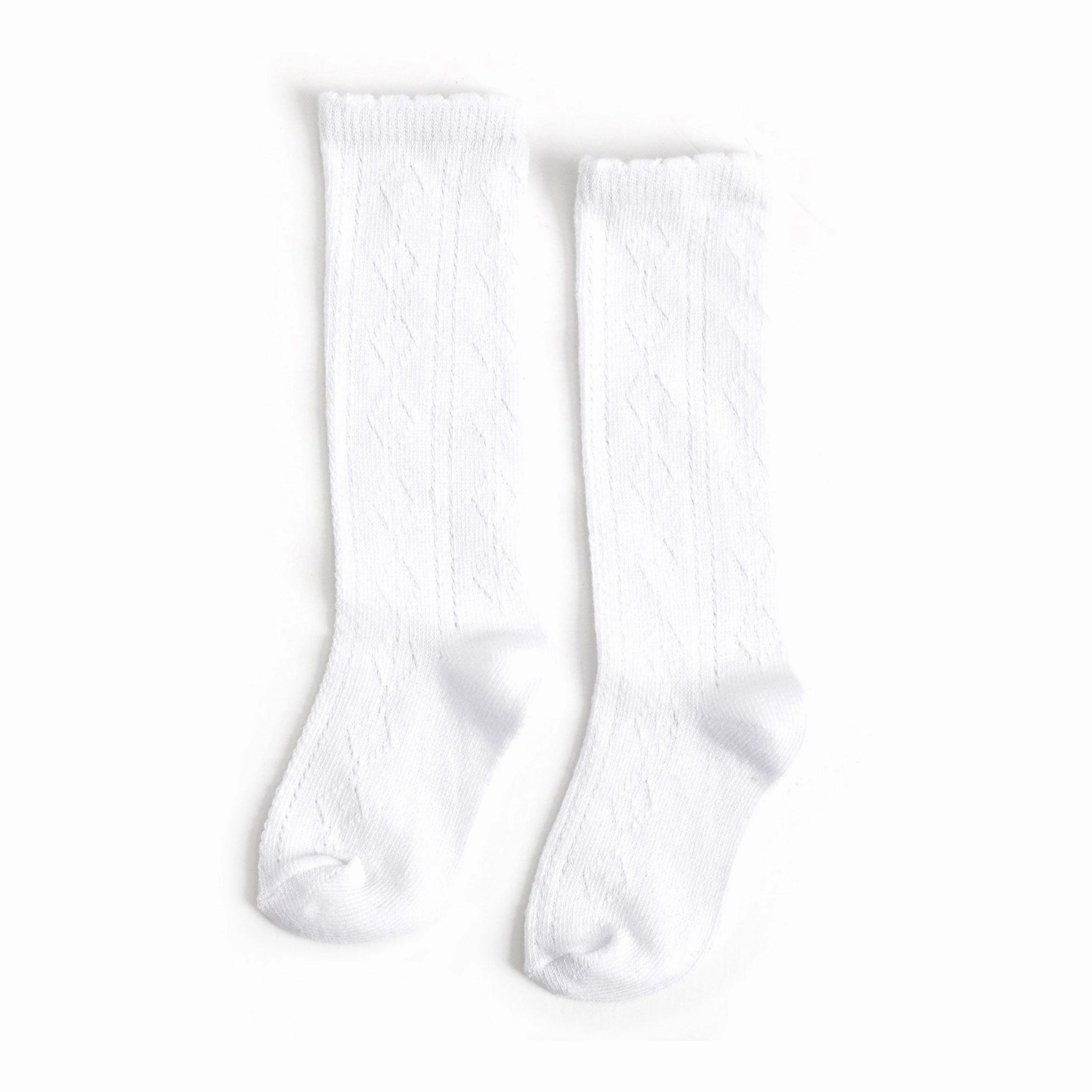 Scalloped Fancy Knee High Socks - White