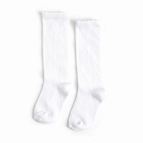 Scalloped Fancy Knee High Socks - White