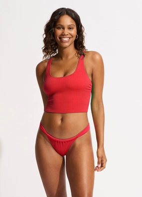 Sea Dive Action Back Tank Bikini Top - Chilli Red