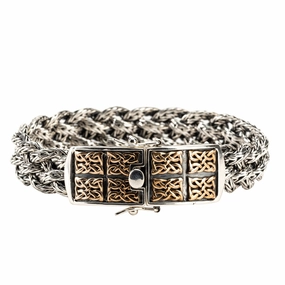 Silver and Bronze Norse Forge Dragon Weave Bracelet
