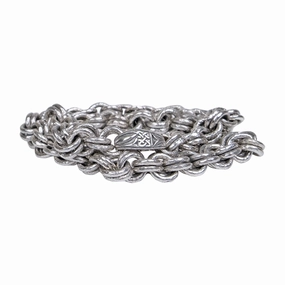 Silver Heavy Double Ring Hammered Pictish Chain