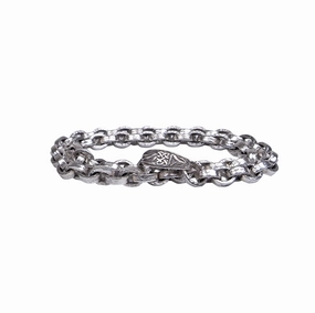 Silver Heavy Oval Ring Hammered Pictish Chain