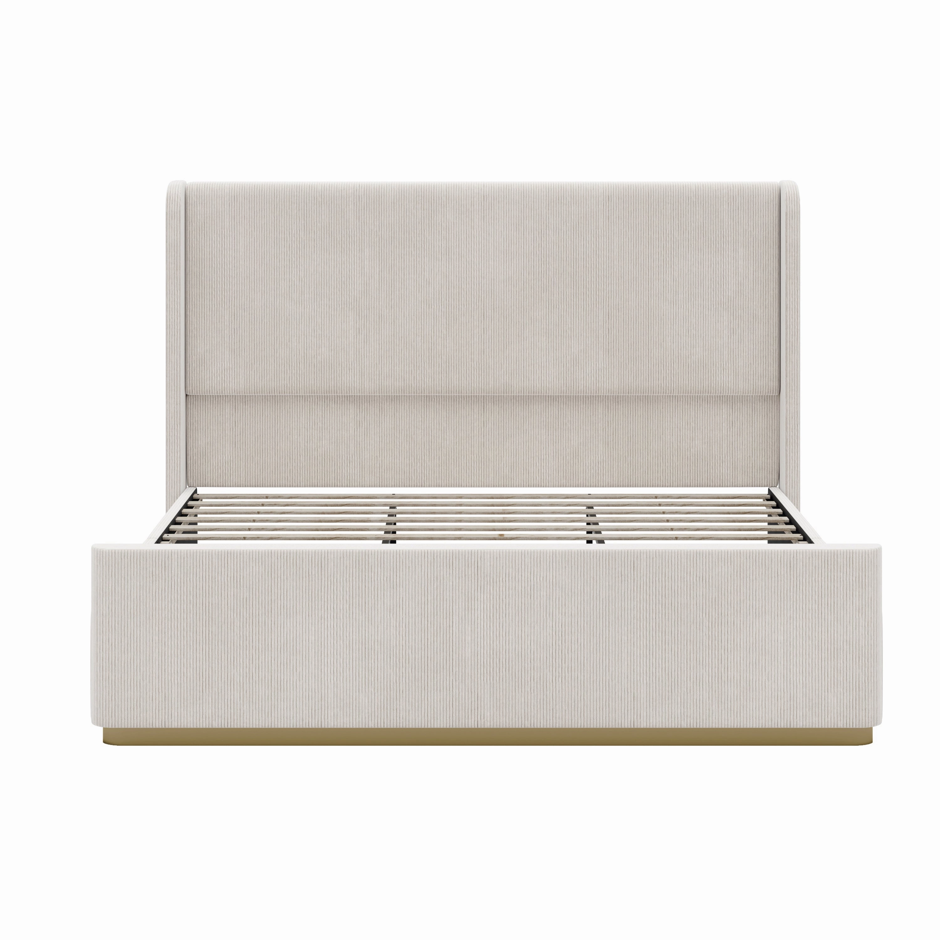 Streamdale King Corduroy Bed Frame with Wingback Headboard