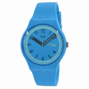 Swatch Unisex Watch - Pride Proudly Blue Day-Date Silicone Strap Quartz | SO29S702