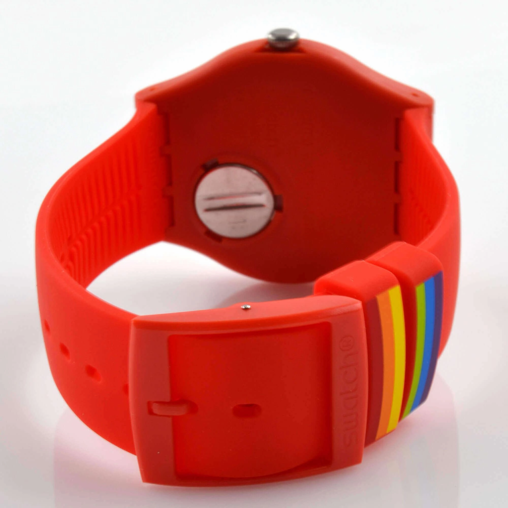 Swatch Unisex Watch - Pride Proudly Red Day-Date Silicone Strap Quartz | SO29R705