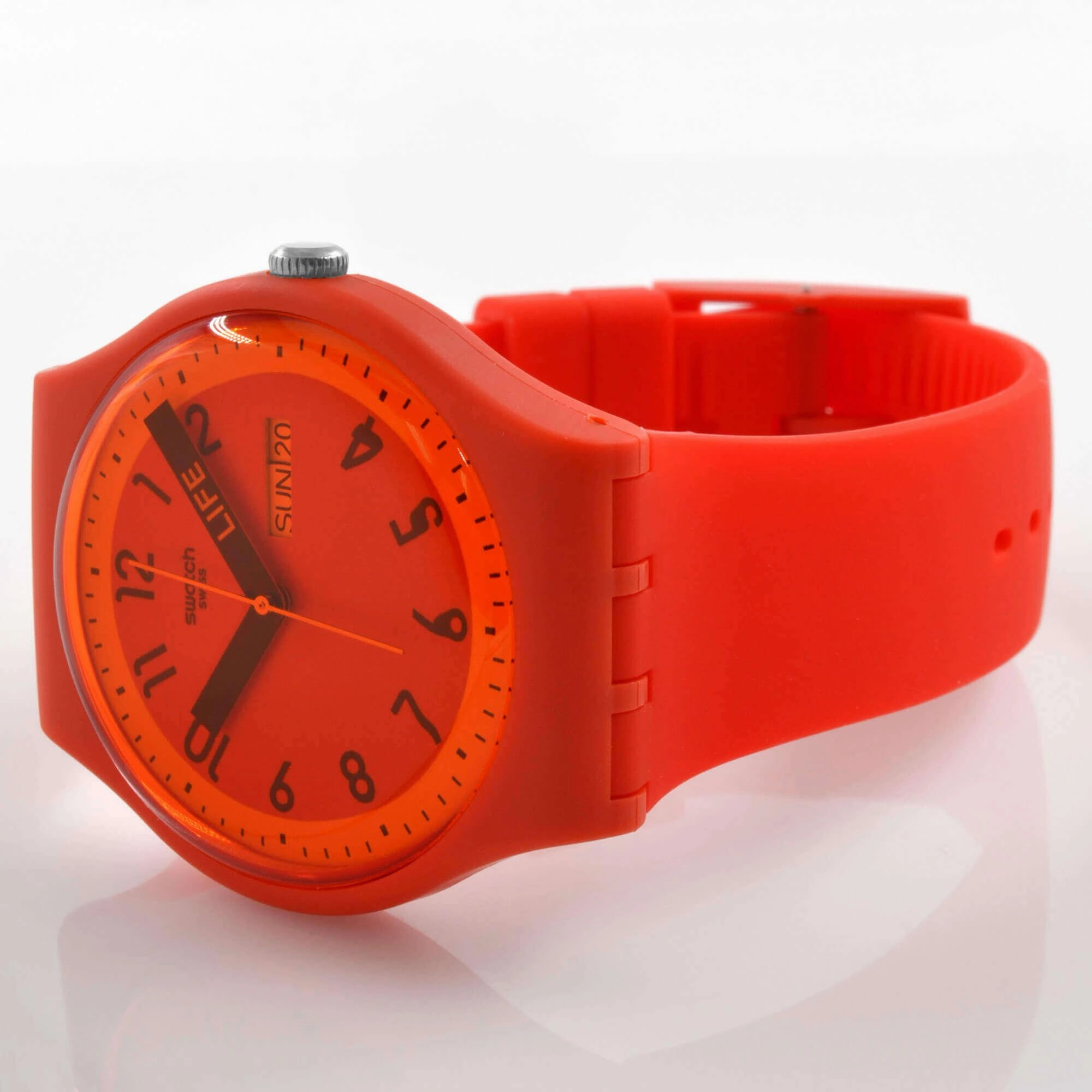 Swatch Unisex Watch - Pride Proudly Red Day-Date Silicone Strap Quartz | SO29R705
