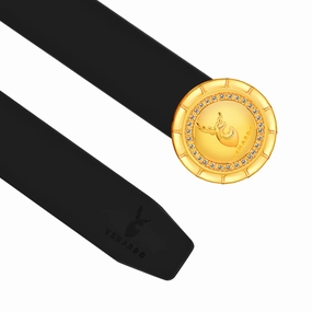 Tiny Gold Diamond Buckle Leather Belt For Men