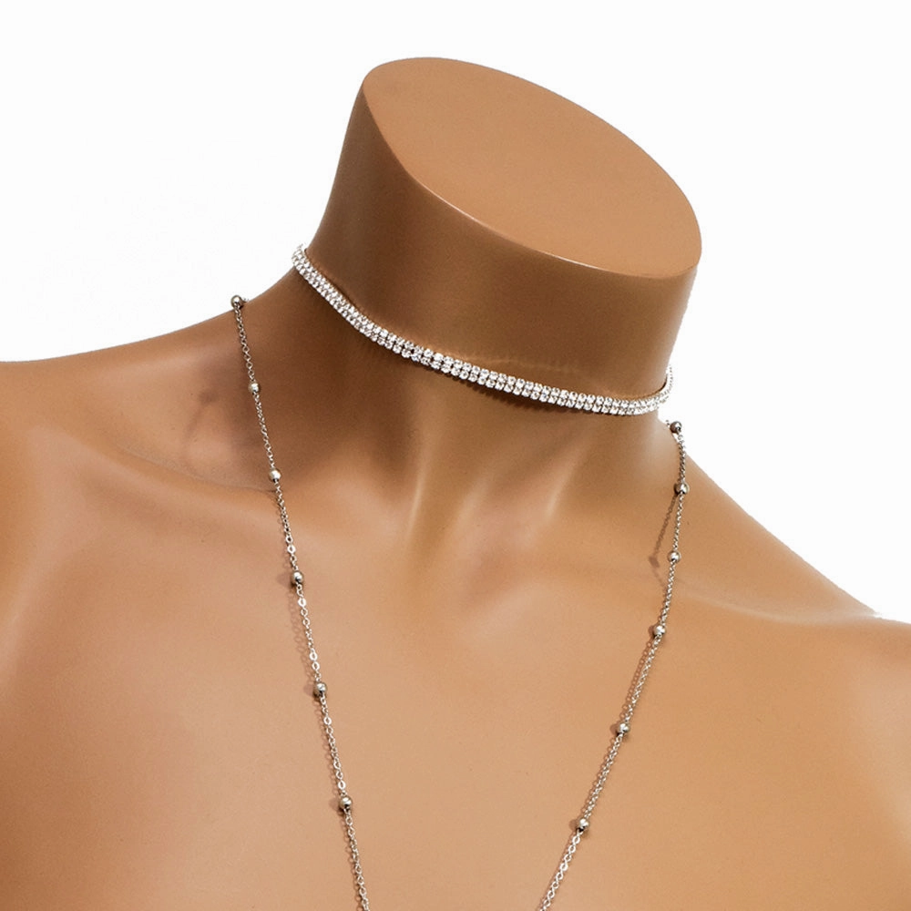 Western Fashion Rhinestone Circle Body Chain & Choker