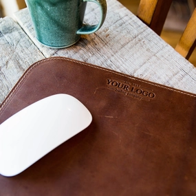 Your Logo   Our Leather - The Architect Fine Leather Mouse Pad Mousepad Office Accessories - Custom Logo and Corporate Gifting